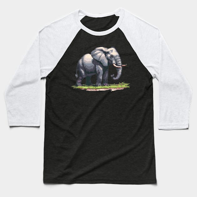 16-Bit Elephant Baseball T-Shirt by Animal Sphere